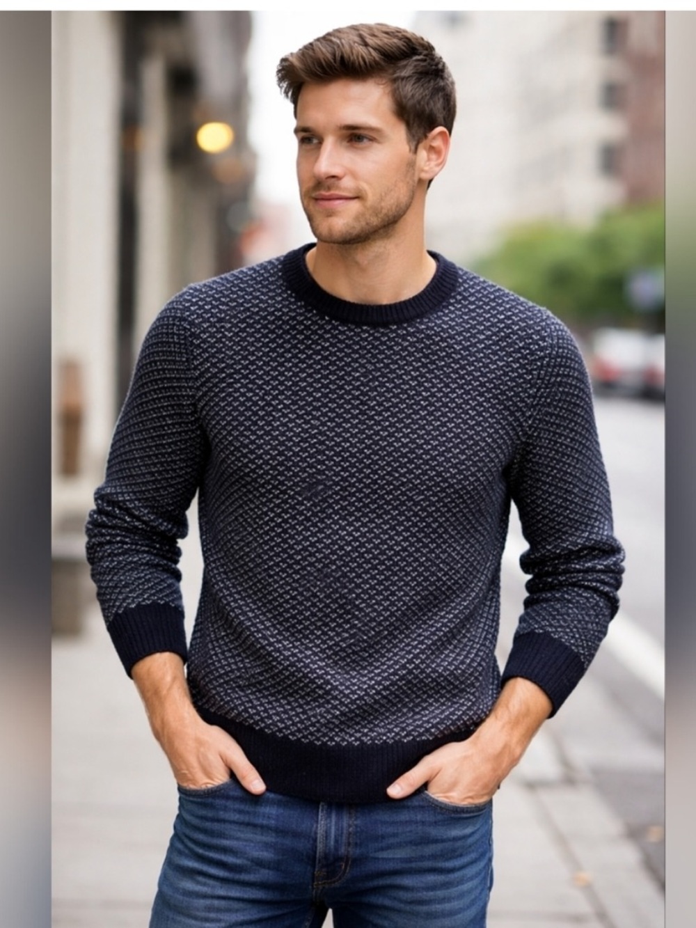 J. Crew Rugged merino wool-blend bird's-eye sweater - NWT